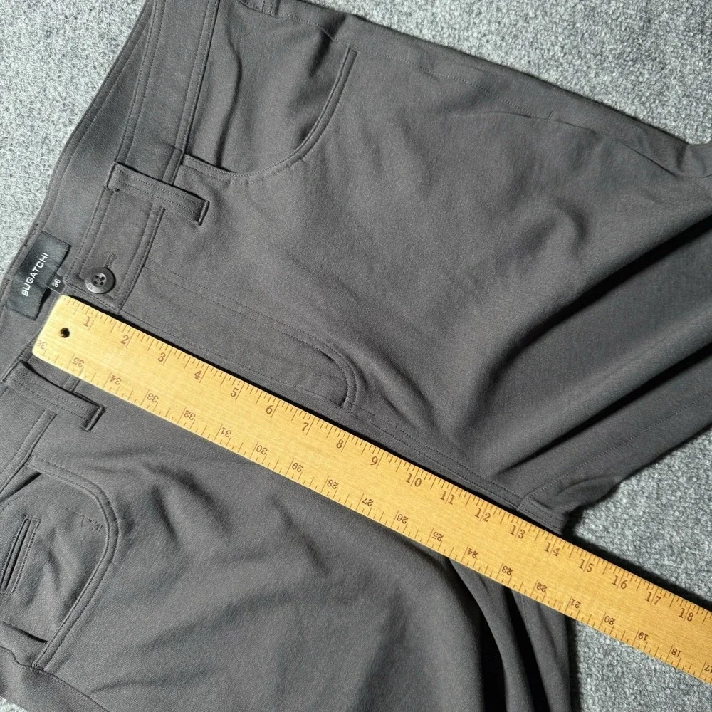 Bugatchi Pants‎ Mens 36X32 Gray Rayon Nylon Stretch Chino Slacks 5 Pocket